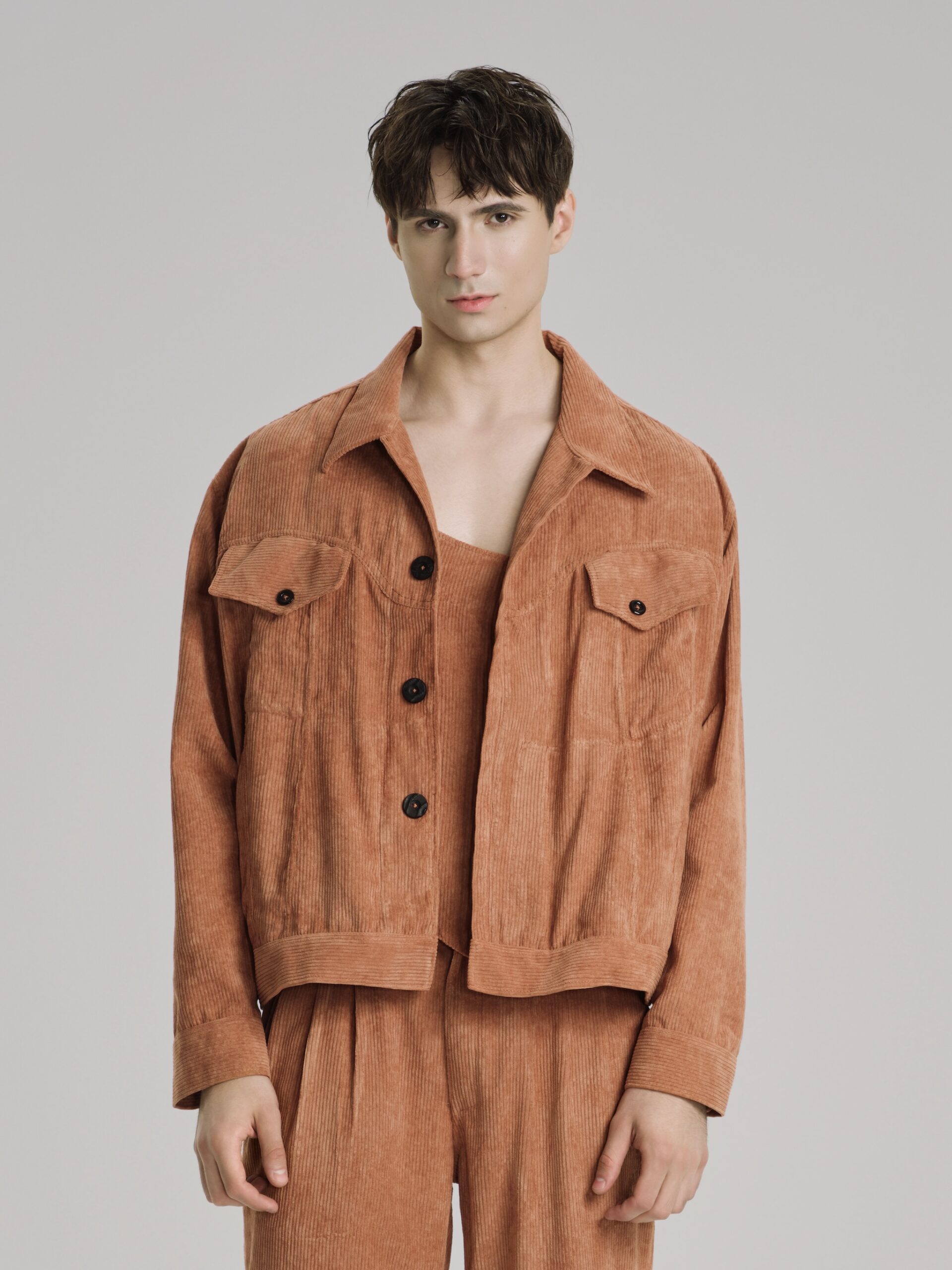 Terracotta Corduroy Jacket - Hình ảnh 1